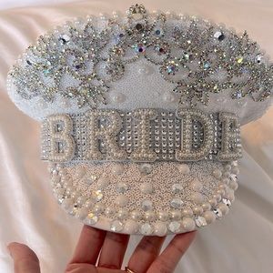 Bridal military sailor bedazzled hat
